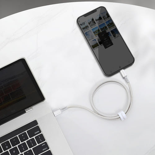 Baseus High Density Braided - Câble USB-C vers Lightning 20 W 2 m (blanc) : tresse nylon haute densité du câble