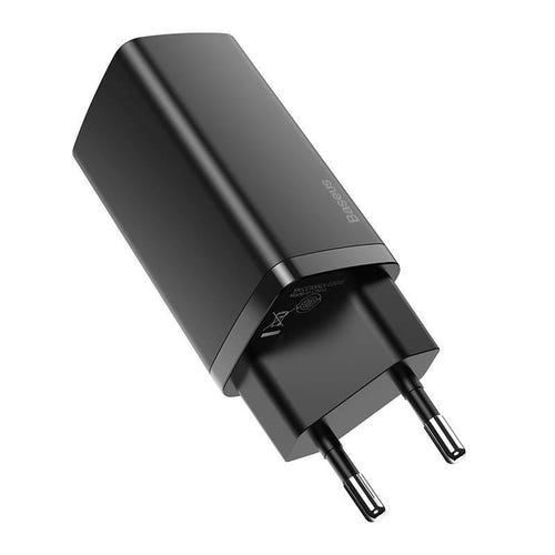 Baseus GaN2 Lite - Chargeur secteur 65 W USB-A et USB-C (noir) : ports USB-C et USB-A du chargeur