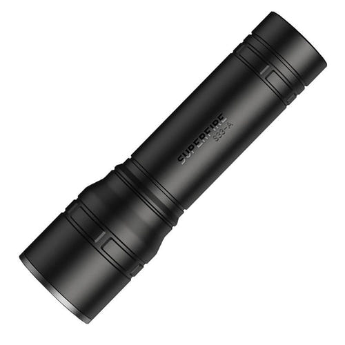 Superfire S33-A - Lampe torche 124 lm, portée 219 m (noire) : lampe torche Superfire S33-A noire, vue d'ensemble