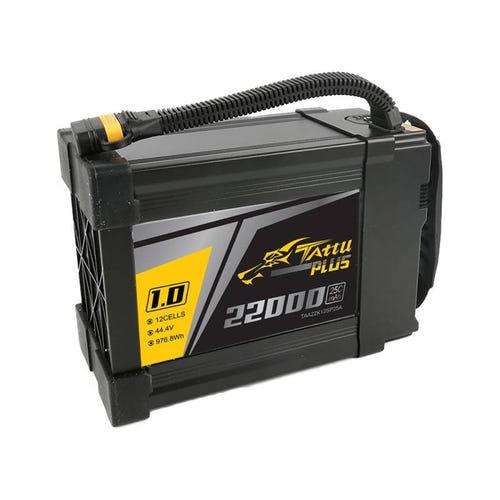 Tattu Plus 1.0 - Batterie LiPo 12S 22000 mAh 44,4 V 25C (AS150U) : étiquette et caractéristiques du pack