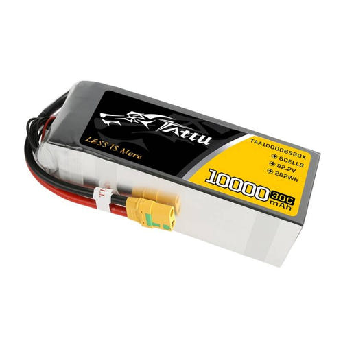 Tattu 10000 mAh 22,2 V 30C - Batterie LiPo 6S1P prise XT90 anti-étincelle : prise XT90 anti-étincelle et câblage