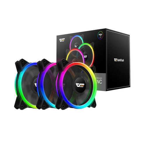 Darkflash DR12 Pro - Kit de 3 ventilateurs PC 120 mm ARGB avec télécommande (noir) : kit de trois ventilateurs Darkflash DR12 Pro noirs