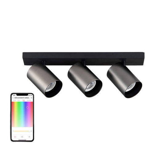 Yeelight YLDDL-0085-B - Spot de plafond connecté 3 ampoules 1050 lm (noir) : spot de plafond Yeelight noir à trois têtes