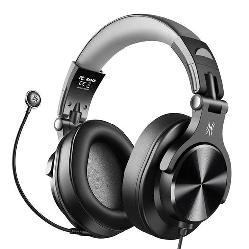OneOdio A71D - Casque gaming filaire à micro détachable (noir) : casque replié pour le transport