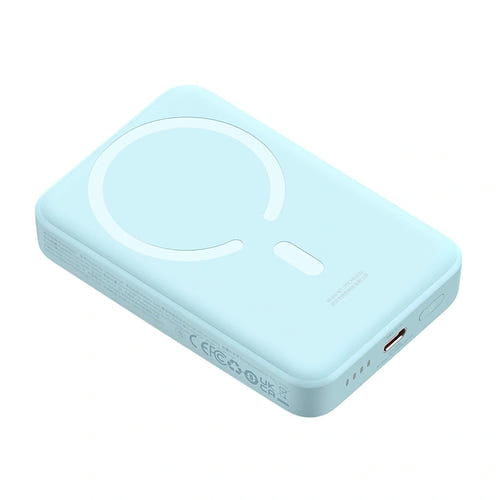 Baseus Mini - Batterie externe magnétique 10 000 mAh USB-C 30 W (bleu) : charge sans fil magnétique en cours