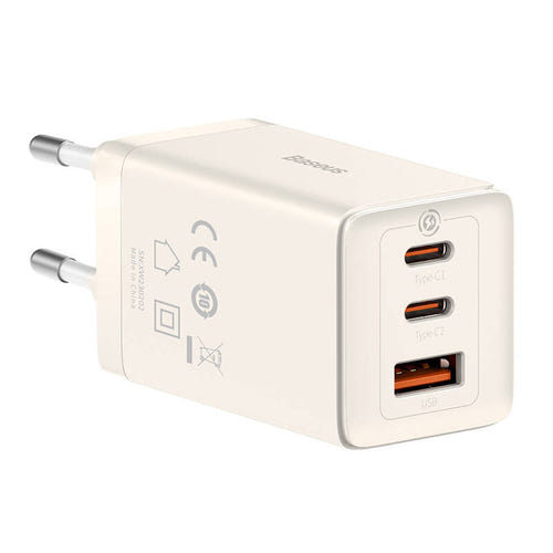 Baseus GaN5 Pro - Chargeur secteur 65 W et câble USB-C 1 m (blanc) : câble USB-C de 1 mètre fourni