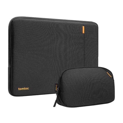 Tomtoc Defender-A13 - Housse 14 pouces et trousse à accessoires (noir) : trousse ouverte et ses rangements