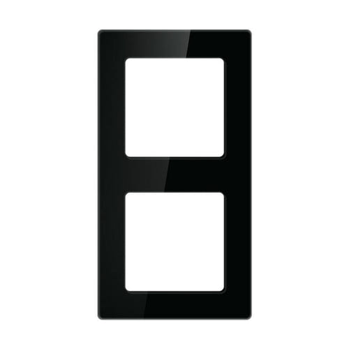 Avatto N-TS10-Frame-B2 - Cadre double pour interrupteurs (noir) : cadre double noir vu de face