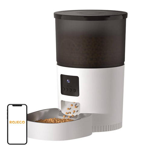 Rojeco RWSQ-06 - Distributeur de croquettes 3 L Wi-Fi avec caméra 720p : distributeur de croquettes avec caméra