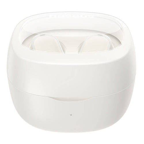 Baseus Bowie WM02 OS - Écouteurs sans fil Bluetooth 5.3 (blanc) : boîtier de charge ouvert