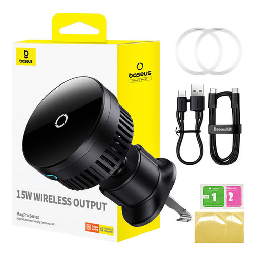 Baseus MagPro - Support voiture magnétique à charge sans fil 15 W (noir) : support voiture Baseus MagPro noir