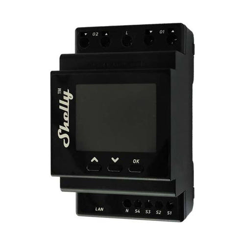 Shelly Pro Dual Cover PM - Contrôleur double de volets sur rail DIN : bornes des deux sorties de volets