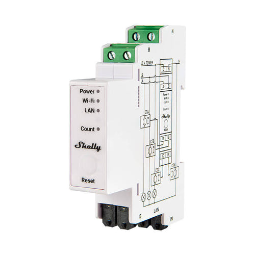 Shelly Pro 3EM 120A - Compteur d'énergie triphasé sur rail DIN : compteur Shelly Pro 3EM 120A sur rail DIN