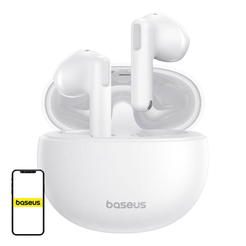 Baseus Bowie E12 - Écouteurs sans fil Bluetooth 5.3, 30 h (blancs) : écouteurs sans fil Baseus Bowie E12 blancs et leur boîtier