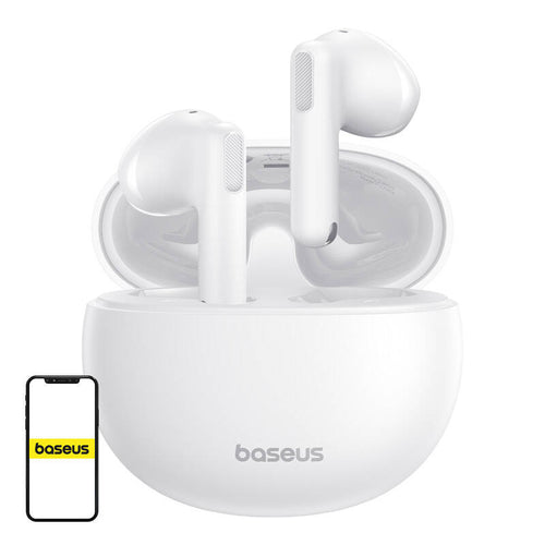 Baseus Bowie E12 - Écouteurs sans fil Bluetooth 5.3, 30 h (blancs) : écouteurs sans fil Baseus Bowie E12 blancs et leur boîtier