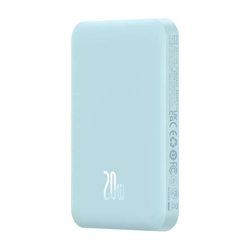 Baseus - Batterie externe magnétique 5000 mAh, charge sans fil 15 W (bleue) : charge sans fil jusqu'à 15 W