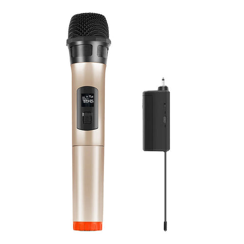 Puluz PU628J - Microphone dynamique sans fil UHF, jack 3,5 mm (doré) : récepteur UHF avec écran LED et sortie jack 3,5 mm