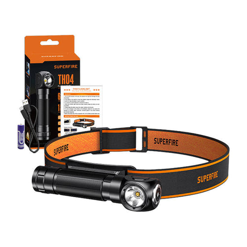 Superfire TH04 - Lampe frontale 2 en 1, 600 lm, portée 150 m (USB-C) : utilisation en lampe torche, clip et embout magnétique