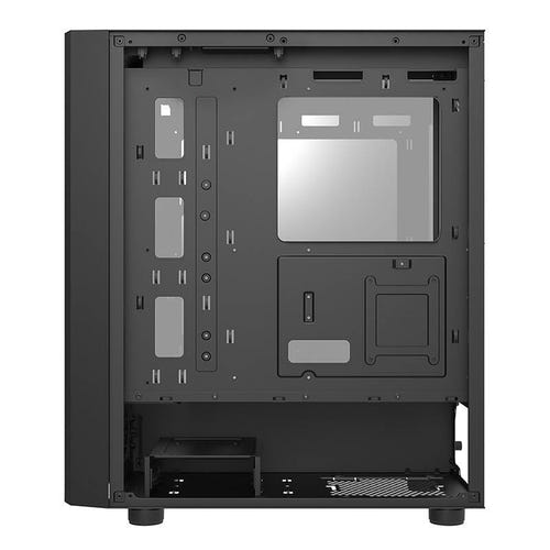 darkFlash DK360 - Boîtier PC moyenne tour en verre trempé (noir) : façade maillée et connectique avant