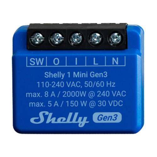 Shelly 1 Mini Gen3 - Micromodule relais Wi-Fi et Bluetooth : micromodule Shelly 1 Mini Gen3 pour boîte d'encastrement