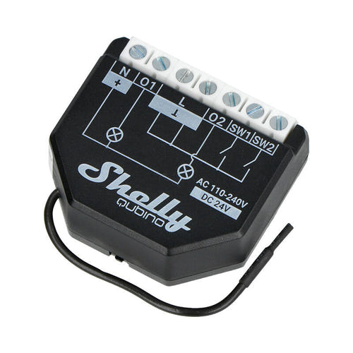 Shelly Qubino Wave 2PM - Module Z-Wave 2 canaux avec mesure de puissance : format compact pour boîtier mural