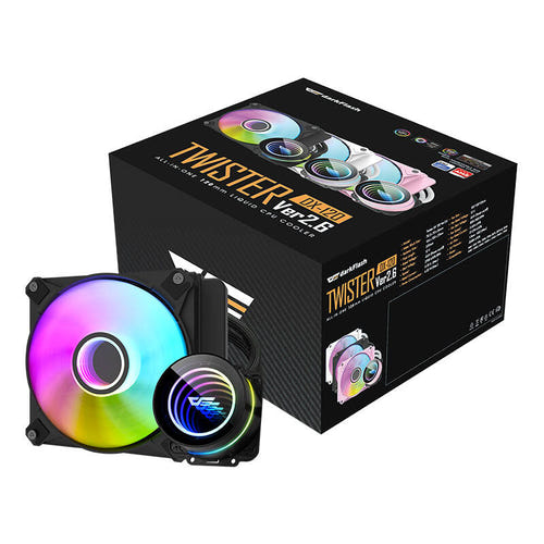 darkFlash DX120 V2.6 - Watercooling AIO 120 mm ARGB (noir) : éclairage ARGB du DX120 V2.6 monté dans un boîtier
