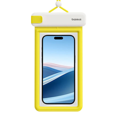 Baseus DeepDive - Pochette étanche IPX8 pour smartphone (blanche) : fermeture zippée de la pochette DeepDive