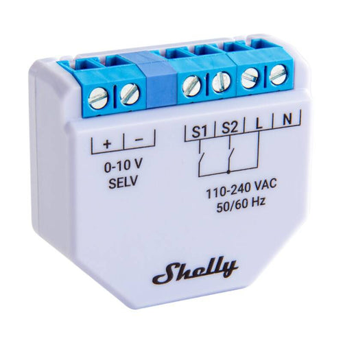 Shelly Plus 0-10V - Variateur d'éclairage Wi-Fi et Bluetooth : variateur Shelly Plus 0-10V vu de face
