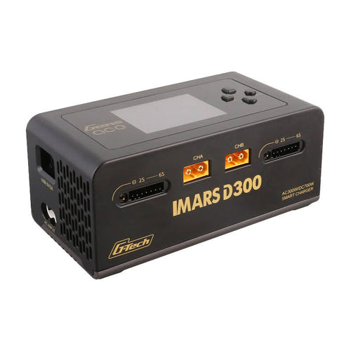 Gens ace IMARS D300 - Chargeur RC double voie 300 W AC (noir) : deux voies de charge et prises de sortie