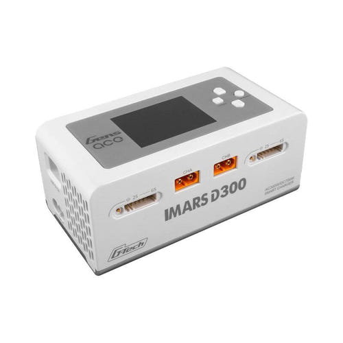 Gens ace IMARS D300 - Chargeur RC double voie 300 W AC (blanc) : deux voies de charge et prises de sortie