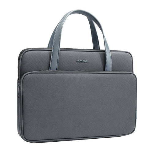 Tomtoc Versatile-A11 - Sacoche pour ordinateur 14 pouces (grise) : poches magnétiques de la sacoche grise
