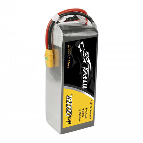 Tattu 16000 mAh 22,2 V 30C - Batterie LiPo 6S1P (XT90 anti-étincelle) : étiquette 16000 mAh 22,2 V 30C du pack 6S1P