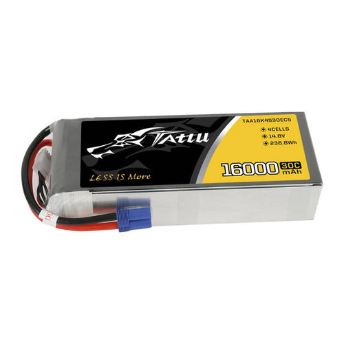 Tattu 16000 mAh 14,8 V 30C - Batterie LiPo 4S1P (EC5) : étiquette 16000 mAh 14,8 V 30C du pack 4S1P