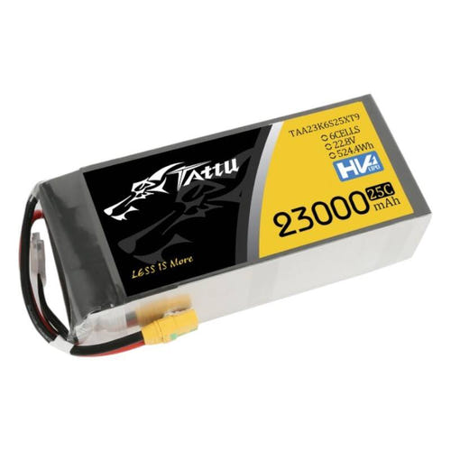 Tattu 23000 mAh 22,8 V 25C - Batterie LiPo 6S1P (XT90-S) : batterie LiPo Tattu 23000 mAh à prise XT90-S