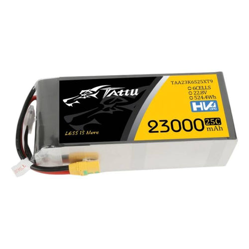 Tattu 23000 mAh 22,8 V 25C - Batterie LiPo 6S1P (XT90-S) : étiquette 23000 mAh 22,8 V 25C du pack 6S1P