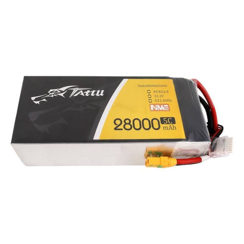 Tattu NMC 28000 mAh 22,2 V 5C 6S1P - Batterie LiPo XT90-S : étiquette de capacité et de tension du pack 6S1P