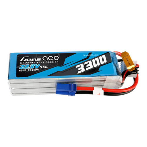 Gens ace 3300 mAh 22,2 V 45C 6S1P - Batterie LiPo prise EC5 : prise de décharge EC5 du pack