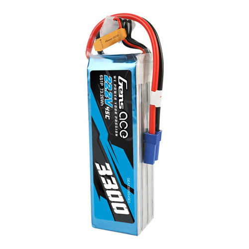 Gens ace 3300 mAh 22,2 V 45C 6S1P - Batterie LiPo prise EC5 : étiquette 45C du pack Gens ace