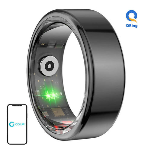 COLMi R02 - Bague connectée taille 12, diamètre 21,3 mm (noire) : bague connectée COLMi R02 noire en acier poli