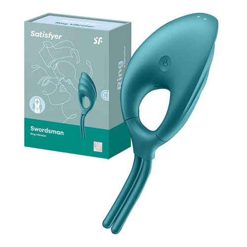 Satisfyer Swordsman - Anneau vibrant ajustable, 12 programmes (vert) : anneau vibrant Satisfyer Swordsman vert foncé