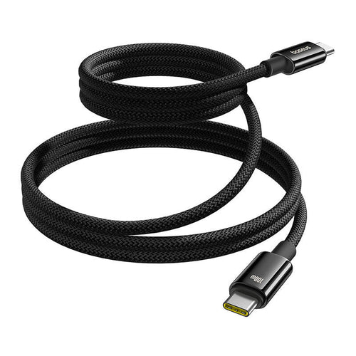 Baseus Tungsten Gold - Câble USB-C vers USB-C 100 W, 1 m (noir) : câble Baseus Tungsten Gold USB-C noir enroulé