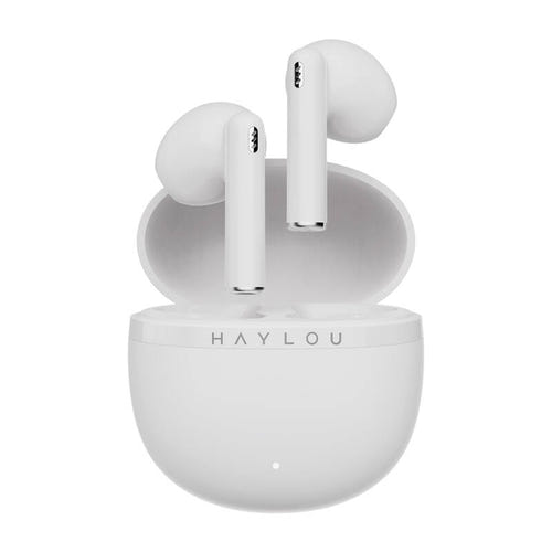 Haylou X1 Plus - Écouteurs sans fil Bluetooth 5.4, 12 mm (blancs) : oreillette Haylou X1 Plus vue de près