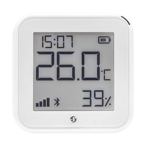 Shelly H&T Gen3 - Capteur de température et d'humidité Wi-Fi (blanc) : capteur Shelly H&T Gen3 blanc avec écran e-paper