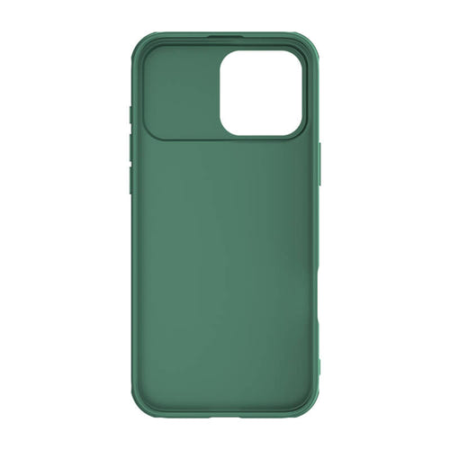 Nillkin CamShield Pro - Coque iPhone 16 Pro Max à cache objectif (vert) : cache objectif coulissant fermé sur le bloc photo