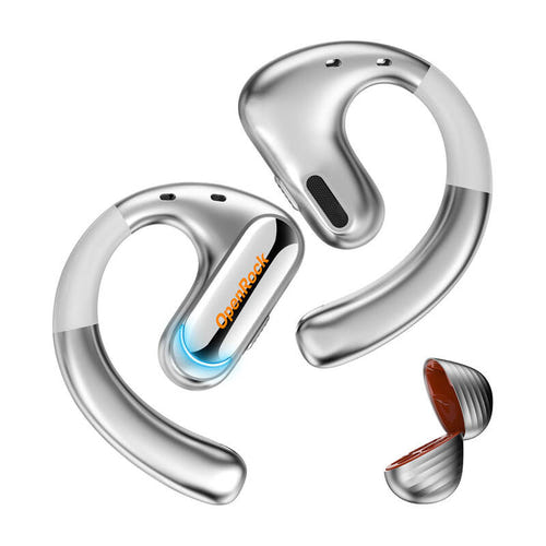OneOdio OpenRock Pro - Écouteurs sans fil à oreille ouverte (argent) : boîtier de charge des OpenRock Pro