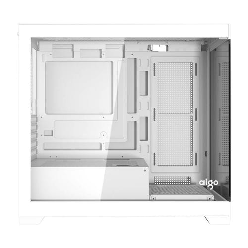 darkFlash C218M - Boîtier PC mini tour avec 6 ventilateurs ARGB (blanc) : double panneau en verre trempé sans montant