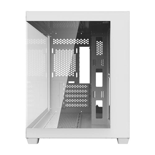 darkFlash C285MP - Boîtier PC moyenne tour double vitrage trempé (blanc) : intérieur du châssis et emplacements de ventilateurs