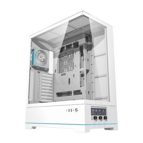 darkFlash DY451L PRO - Boîtier PC grande tour ARGB avec écran de température (blanc) : boîtier PC darkFlash DY451L PRO blanc