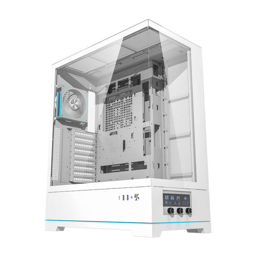 darkFlash DY451L PRO - Boîtier PC grande tour ARGB avec écran de température (blanc) : boîtier PC darkFlash DY451L PRO blanc