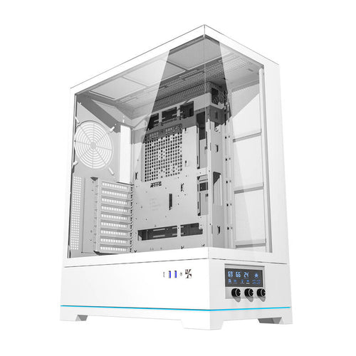 darkFlash DY451L - Boîtier PC grande tour sans ventilateur (blanc) : boîtier PC darkFlash DY451L blanc